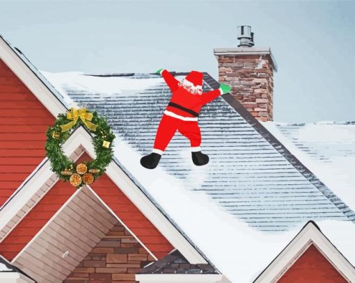 Aesthetic Santa On Roof Paint By Number