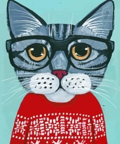 Cat Wearing Red Sweater Paint By Numbers