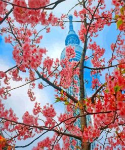 Cherry Blossoms Japan Skytree Paint By Numbers