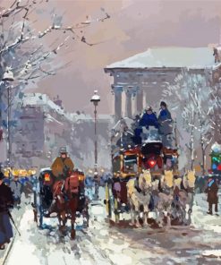 Edouard Cortes Winter Scene Paris In The 1930ms Paint By Number