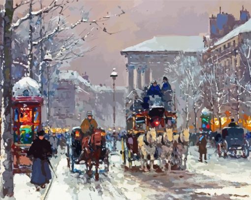 Edouard Cortes Winter Scene Paris In The 1930ms Paint By Number