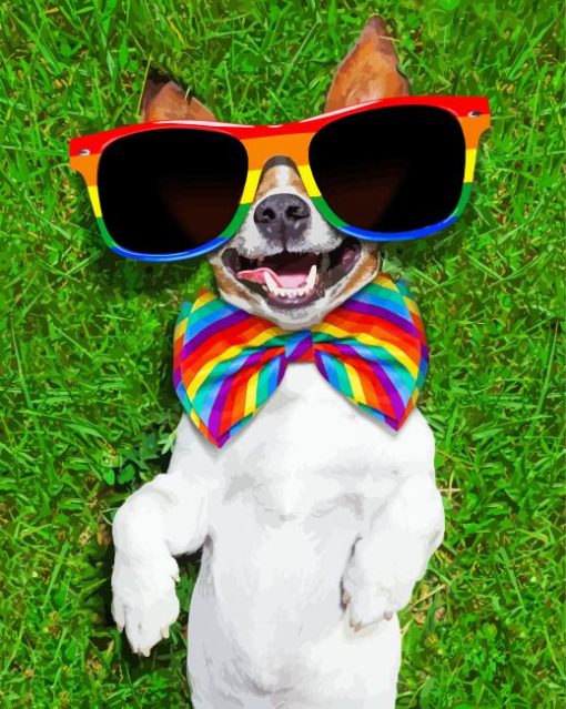 Happy Rainbow Dog Paint By Number