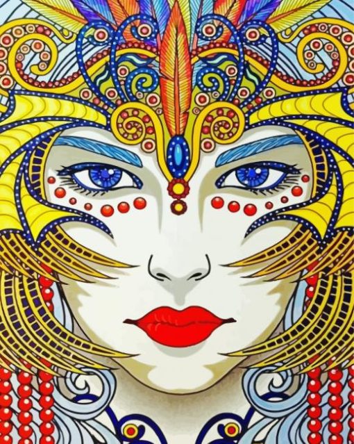 Psychedelic Woman Face Paint By Numbers