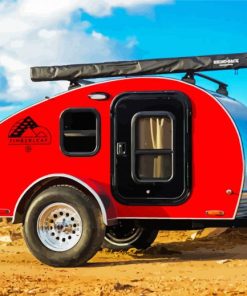 Red Camping Trailer Paint By Number