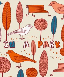 Retro Birds In Park Paint By Numbers