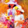 Sisters And Flowers By Pino Daeni Paint By Numbers