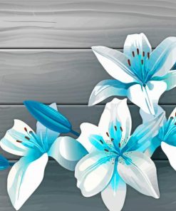 Tropical White And Blue Flowers Paint By Numbers