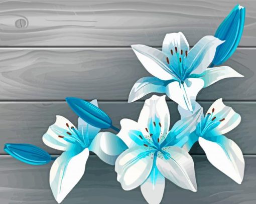 Tropical White And Blue Flowers Paint By Numbers