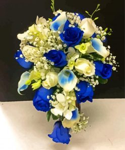 White And Blue Flowers Bouquet Paint By Number