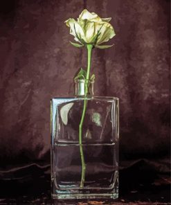 White Roses In Glass Bottles Paint By Numbers