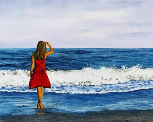 Woman At Beach Art Paint By Number