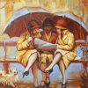 Three Women In Rain With Umbrellas Paint By Numbers