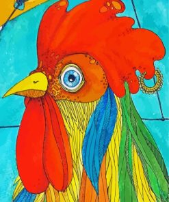 Abstract Rooster Head Paint By Numbers