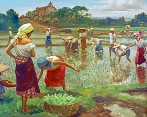 Aesthetic Rice Planting Paint By Number