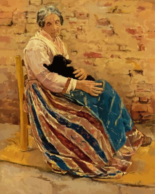 An Old Woman With Cat By Max Liebermann Paint By Numbers