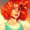 Anime Girl In Red Curls Paint By Number