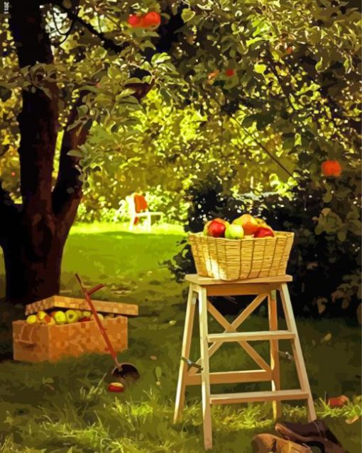 Apple Orchard Landscape Paint By Number