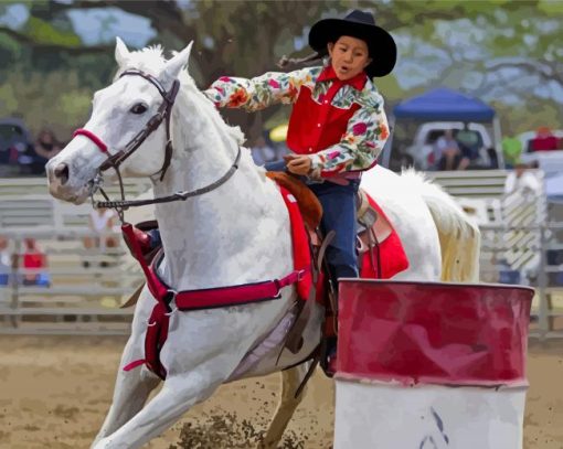 Barrel Race Kid Paint By Number