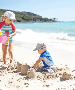 Beach And Kids Paint By Numbers