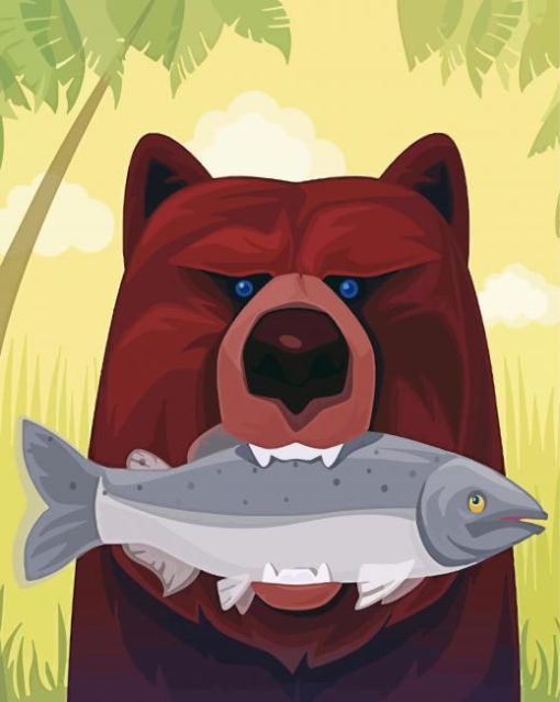 Bear Eats Fish Paint By Numbers