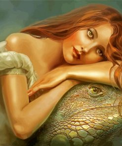 Beautiful Girl And Lizard Paint By Number