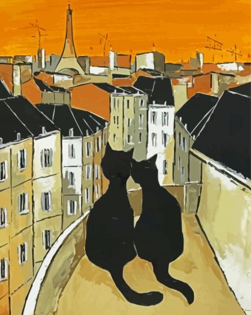 Black Cats In Paris Paint By Numbers