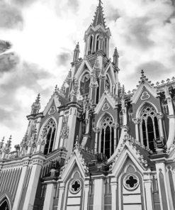 Black And White Ermita Church In Colombia Paint By Numbers