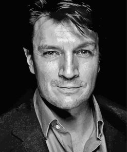 Black And White Nathan Fillion Paint By Number