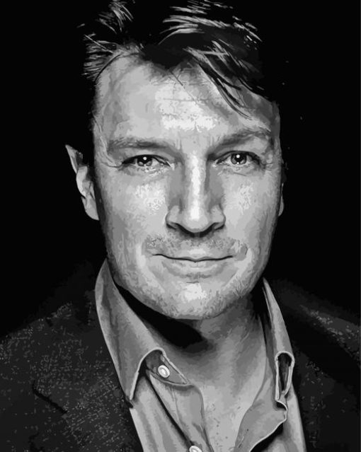 Black And White Nathan Fillion Paint By Number