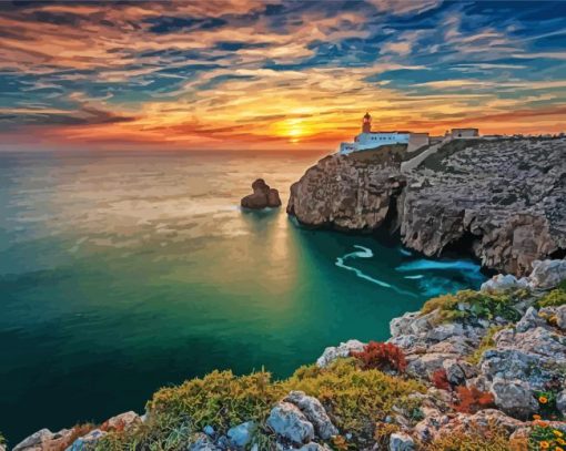 Cabo Of Sao Vicente At Sunset Paint By Number