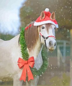 Christmas Horse With Wreath Paint By Number