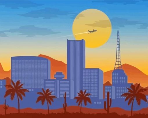 City Of Phoenix Skyline Illustration Paint By Number