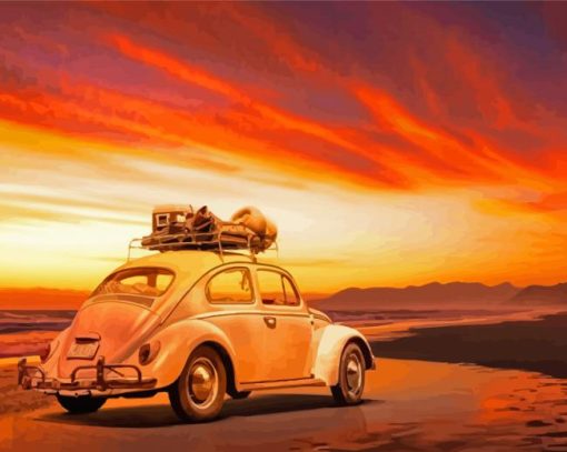 Classic Car And Sunset Paint By Numbers