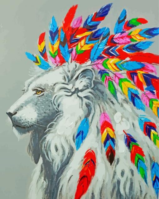 Colorful Lion Feathers Art Paint By Number