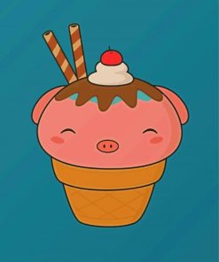 Cute Pig Ice Cream Paint By Numbers