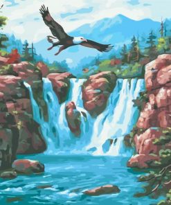 Eagle Over Waterfall Art Paint By Numbers