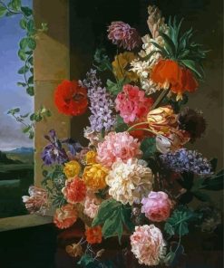 Flowers Before A Window Jan Frans Van Dael Paint By Number