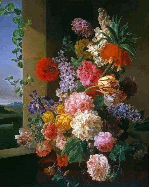 Flowers Before A Window Jan Frans Van Dael Paint By Number