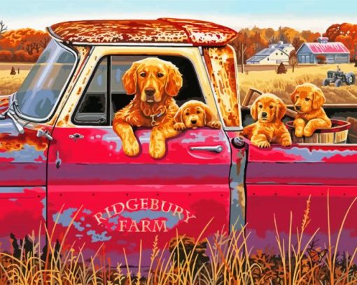 Golden Retriever Ride In Truck Art Paint By Number