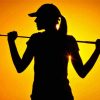 Golf Lady Silhouette At Sunset Paint By Numbers