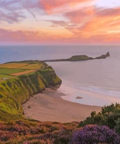 Gower Wales Sunset Seascape Paint By Number