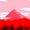 Illustration Red Mountains Paint By Number