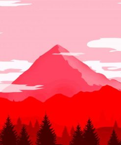 Illustration Red Mountains Paint By Number