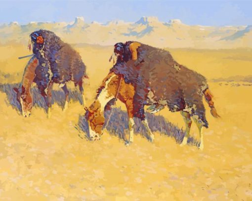 Indians Simulating Buffalo By Frederic Remington Paint By Number