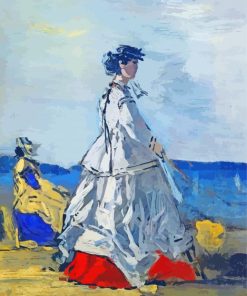 La Princess Pauline De Metternich Sur La Plage By Eugene Boudin Paint By Numbers