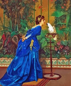 Lady With A Parrot By Auguste Toulmouche Paint By Numbers