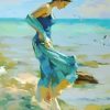 Lady In Blue At The Beach Art Paint By Numbers