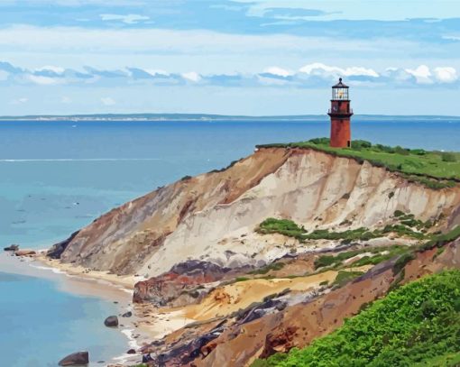 Marthas Vineyard Gay Head Lighthouse Paint By Numbers