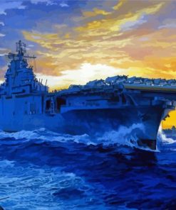 Military Ships Uss Enterprise At Sunset Paint By Number