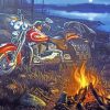 Motorcycle By Lake Paint By Number